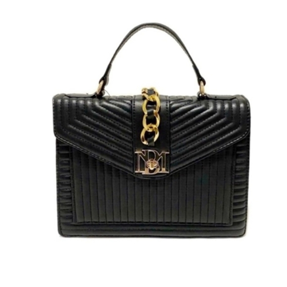 Badgley Mischka *NWT* Black Quilting Crossbody, Chain w/letter lock set, 4FER - Picture 7 of 13